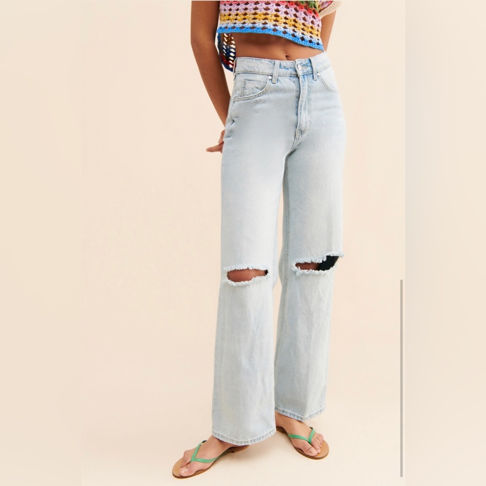 Wide Leg Distressed Jeans